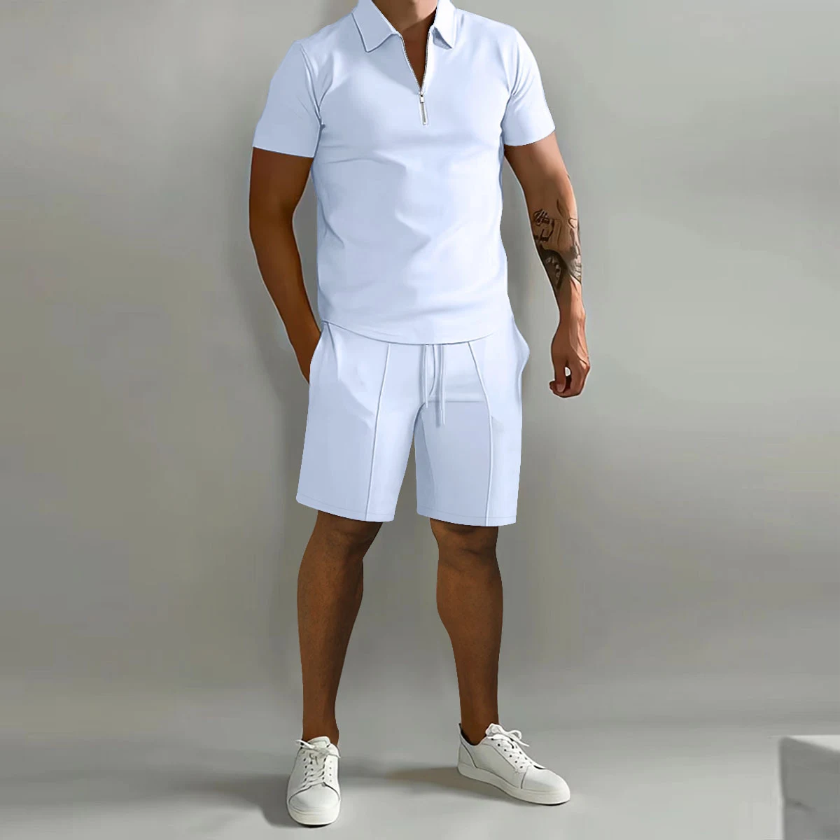 Erkek Moda Kişilik Şort Spor Takım Spor ve Günlük Kullanım için İdeal Rahat ve Şık Tasarım Nefes Alabilir Kumaş Yaz İçin Mükemmel — Fotoğraf 1