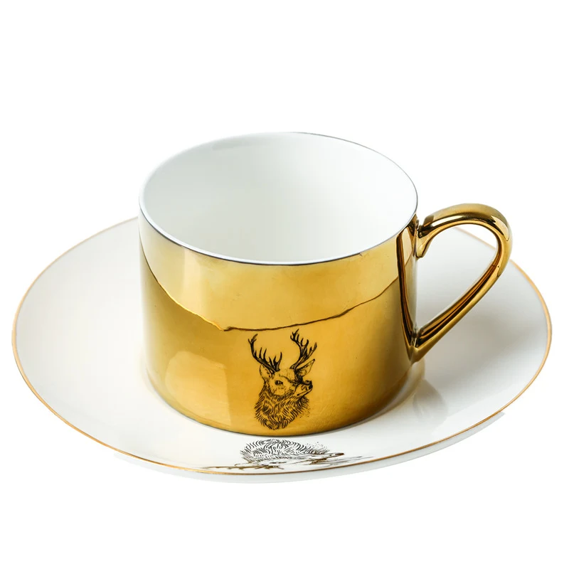 Luxury Nordic Reflection Animal Mirror Ceramic Cup and Saucer, a creative and simple set for afternoon tea or home coffe — photo 6