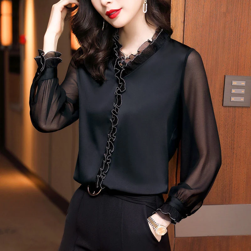 Title 5, Camisa de mujer con cuello alzado, base versáti...