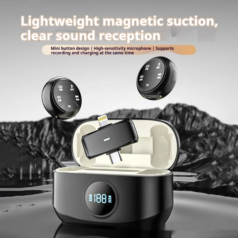 Title 8, Magnetic Button Wireless Lavalier Microphone. E...