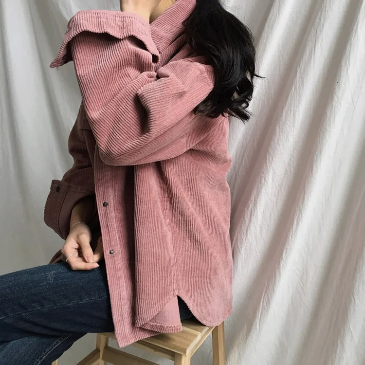 Camisa casaco de veludo cotelê manga longa, estilo casual e confortável. Ideal para o outono e inverno, aquece e combina com tudo. — foto 8