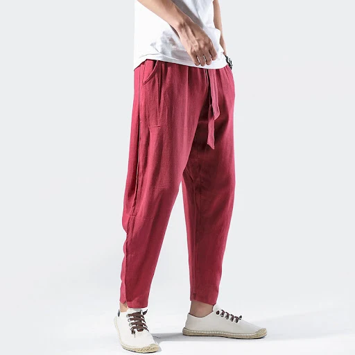 Title 5, Mens Cotton Linen Pants Chinese Style Loose Fi...