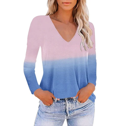 Title 5, Camiseta feminina com decote em V, estampa grad...