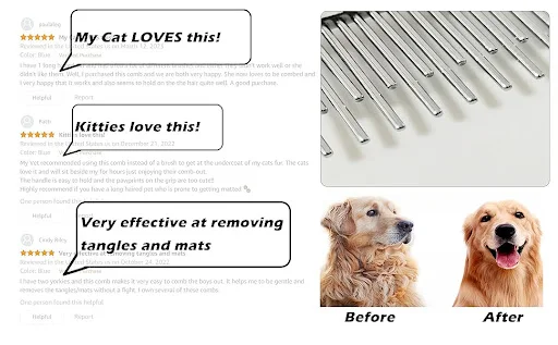 Title 5, Dog Or Cat Comb Grooming Tool, Short and Long T...