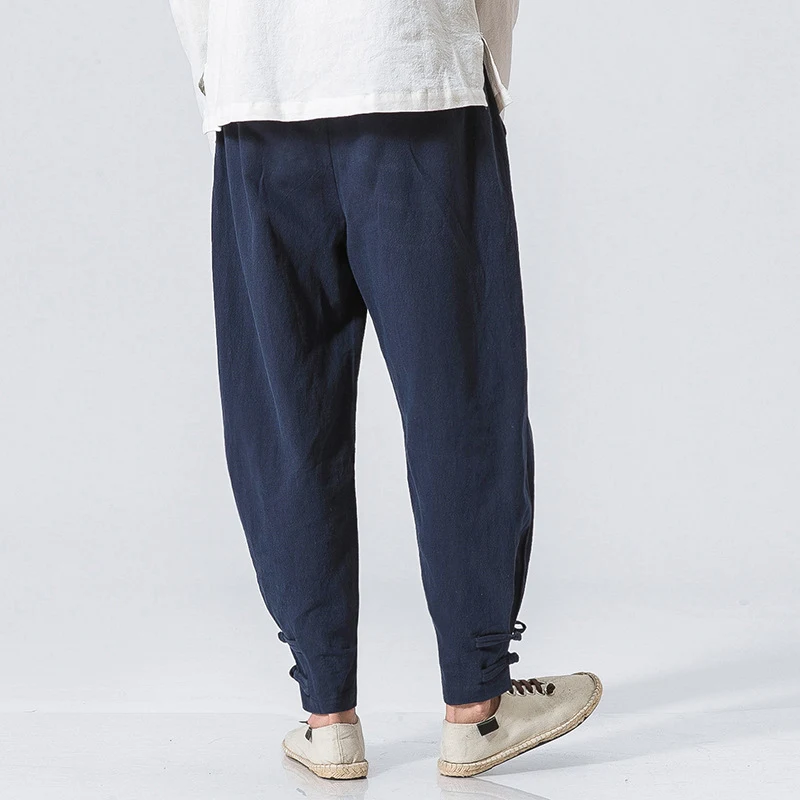 Calças Harem Masculinas Casuais de Algodão e Linho, Soltas e Confortáveis, Leves e Frescas para o Verão, Perfeitas para um Look Despojado. — foto 1