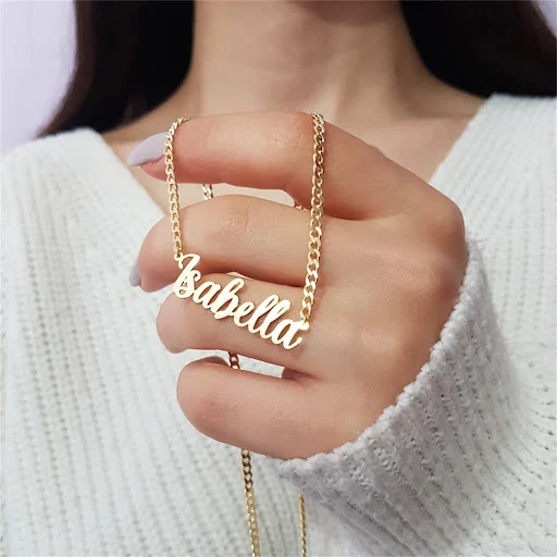 Title 7, Colar de aço titânio Cuban Chain feminino com p...