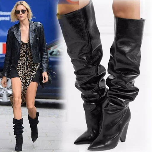 Title 4, Womens over-the-knee boots with pointed toe, p...