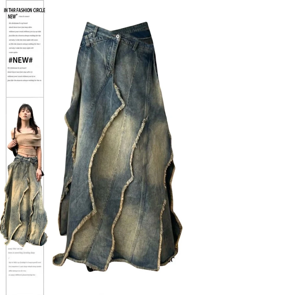 Title 1, Saia longa jeans plus size estilo Y2K retrô com...