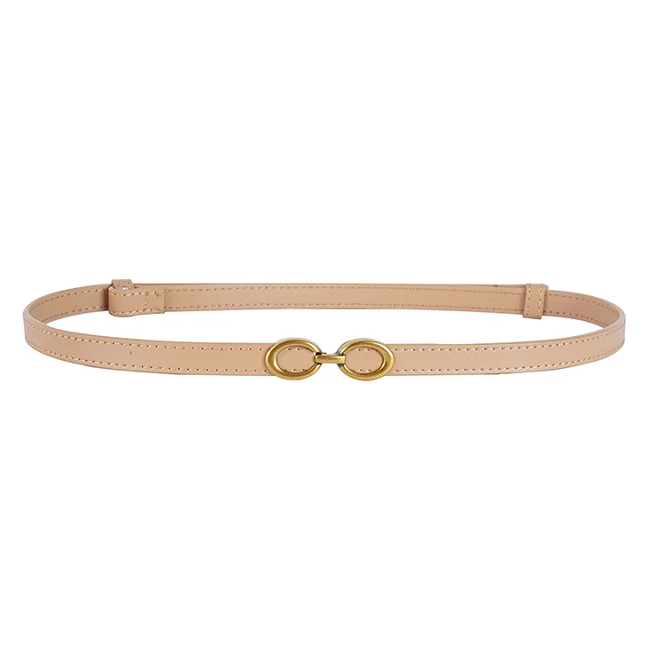 Cinto fino feminino com fivela redonda única, para vestidos, camisas e ternos, par de fivelas, acessório versátil e elegante, combina com tudo. — foto 5
