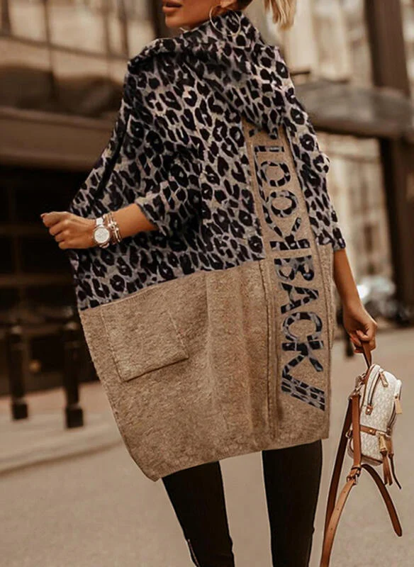 Title 6, Womens Slouchy Style Loose Leopard Woolen Coat...