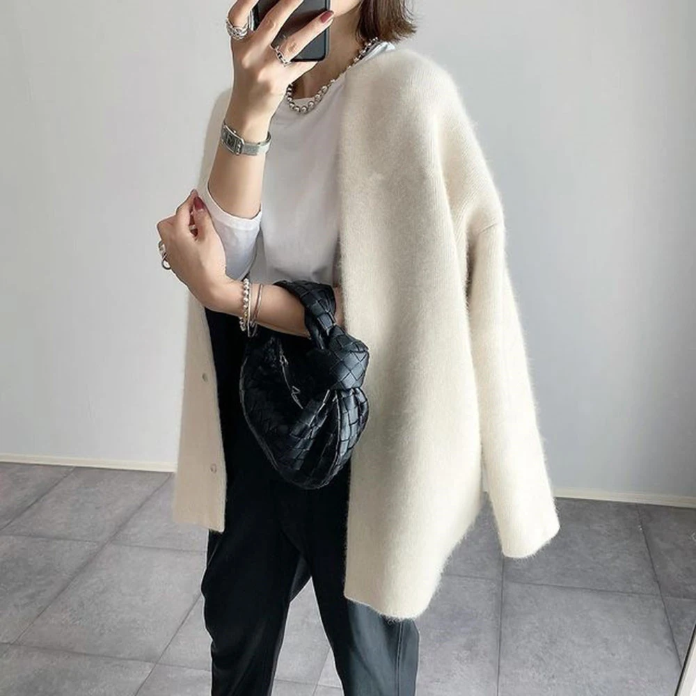 Chaqueta de punto adelgazante diseño de nicho holgada para un estilo cómodo. Perfecta para un look moderno y favorecedor, resaltando tu silueta. — foto 3