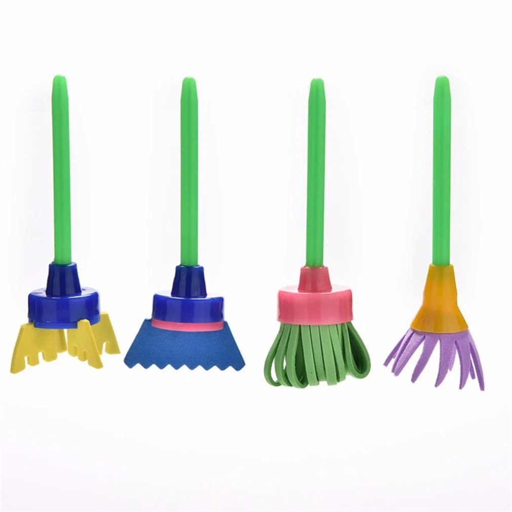 Pincéis esponja para pintura e grafite infantil, ferramentas de educação infantil com mop rotativo 4 peças e cores vibrantes. Estimula a criatividade. — foto 1