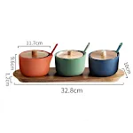 Conjunto doméstico de 3 peças de pote de tempero cerâmico e saleiro. Mantenha seus temperos organizados e adicione sabor às refeições. — foto 3