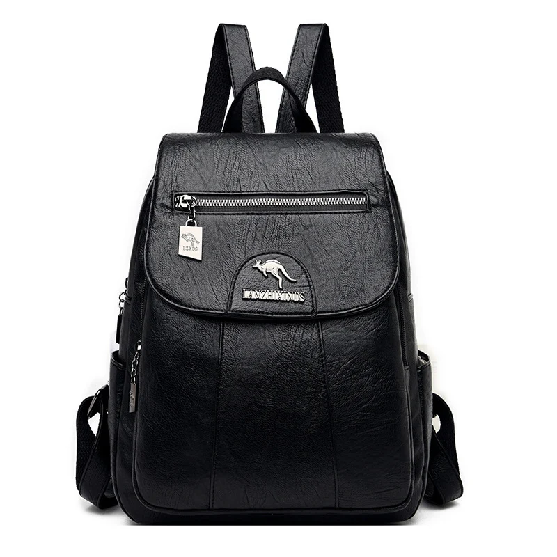 Mochila de viagem para estudante de escola, de couro de ovelha lavado, elegante e espaçosa, perfeita para escola e viagens, confortável e estilosa. — foto 2