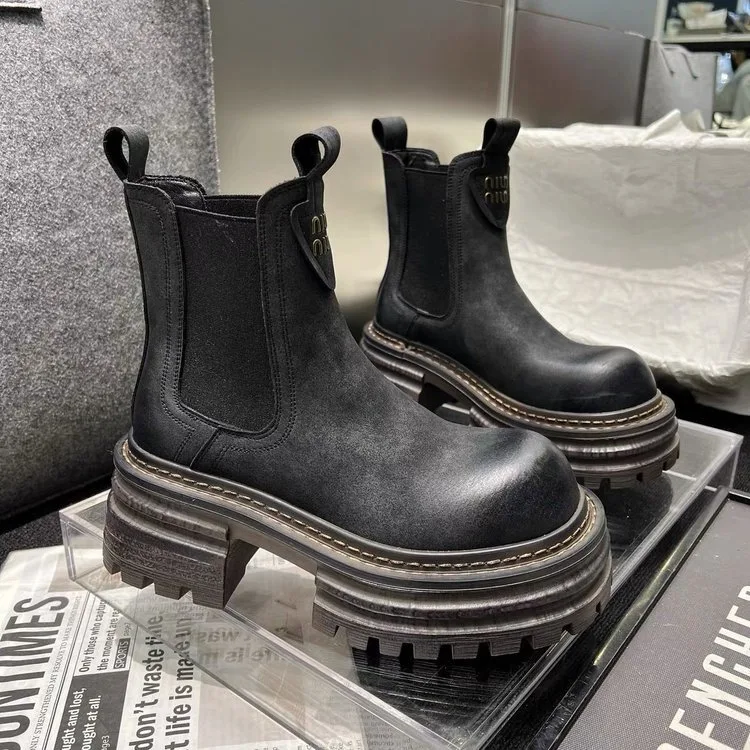 Title 18, Botas femininas retrô estilo britânico de salto...