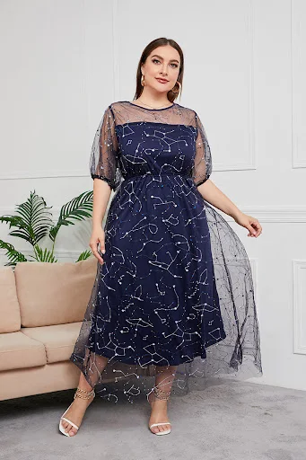 Title 8, Plus Size Dress Evening Dress Womens Mesh Embr...