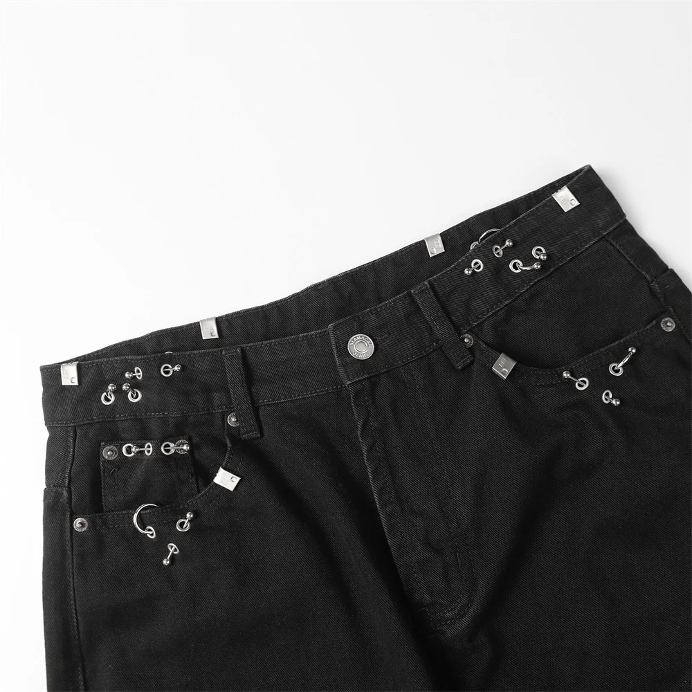 Title 11, Heren Denim Straight Wide-leg Broek, Comfortabe...