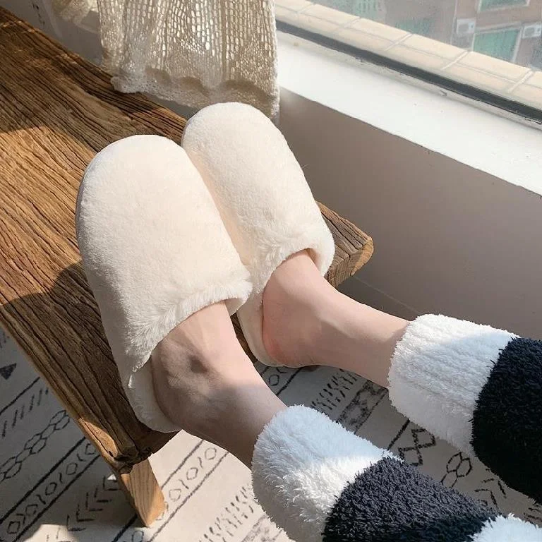 Zapatillas Peludas Mujer Estilo Coreano Moda Hogar Interior Cálidas y Confortables Calzado Perfecto para Casa Elegante y Suave — foto 1