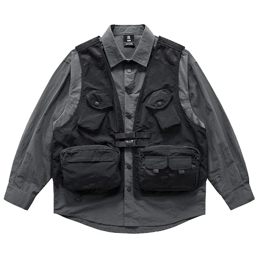 Title 5, Long Sleeve Shirt Multi-pocket Vest Cargo Jacke...