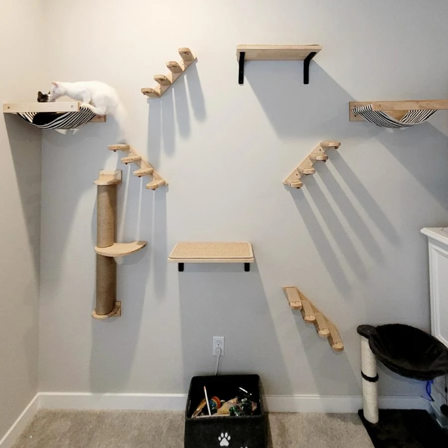 Title 2, Cat Tree Wall Mounted Cat Climbing Shelves Cat ...