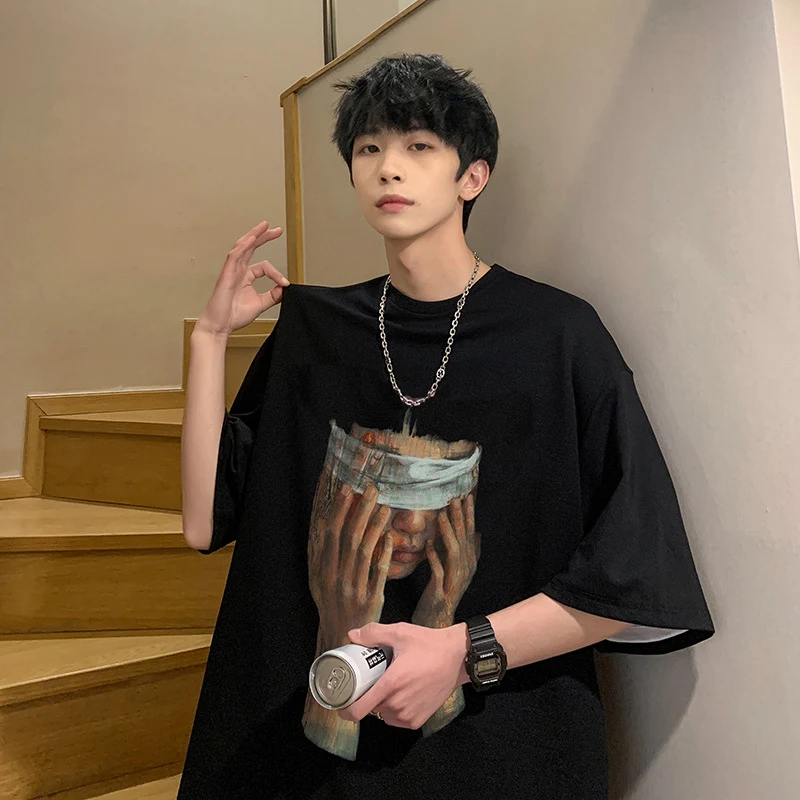 Men's Couple American Retro Heavy Short Sleeve Fashion Brand Combed Cotton Tee - Comfortable, Stylish, and Perfect for E — photo 5
