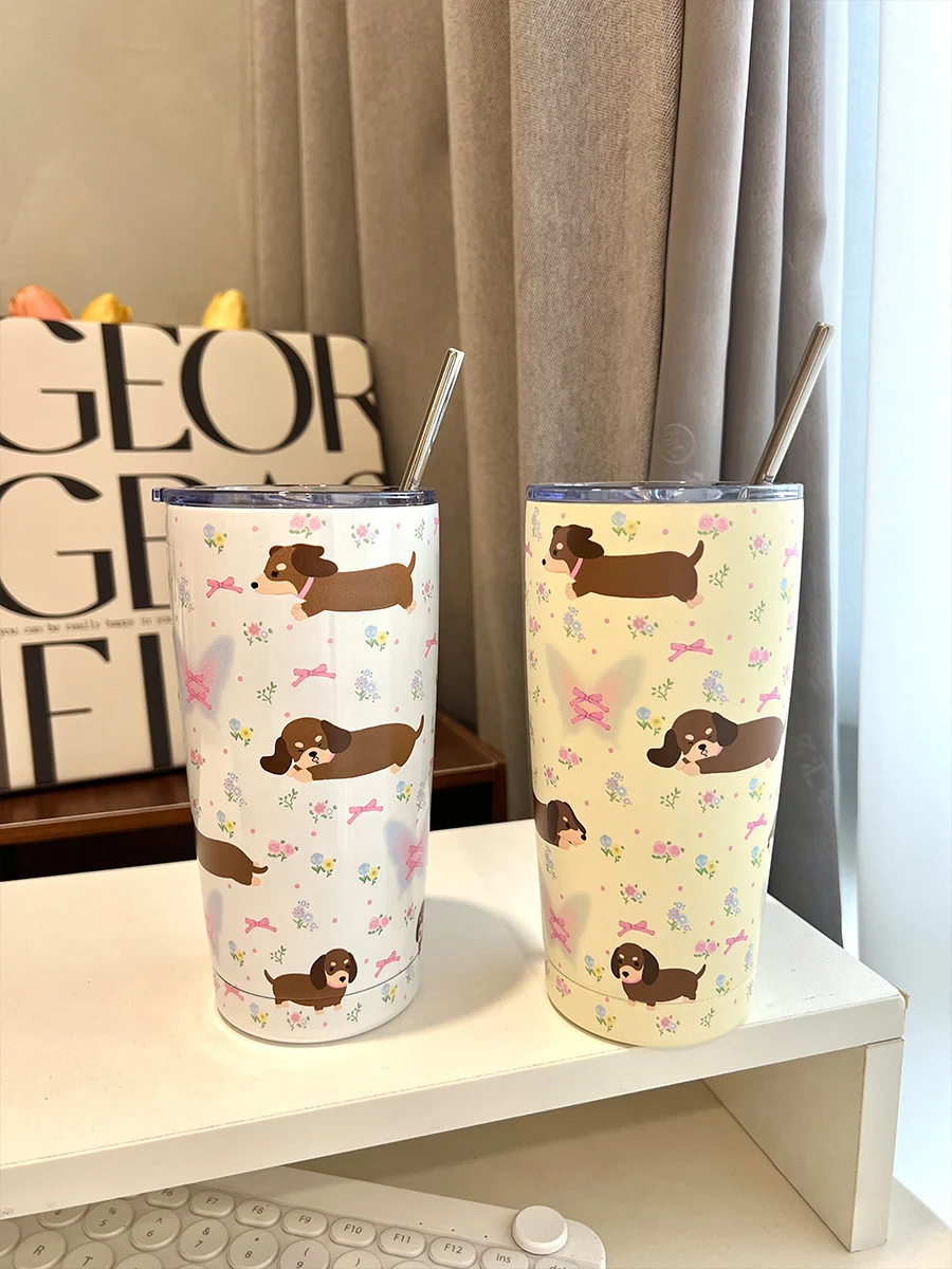 Title 1, Cute Cartoon Floral Stainless Steel Water Cup. ...