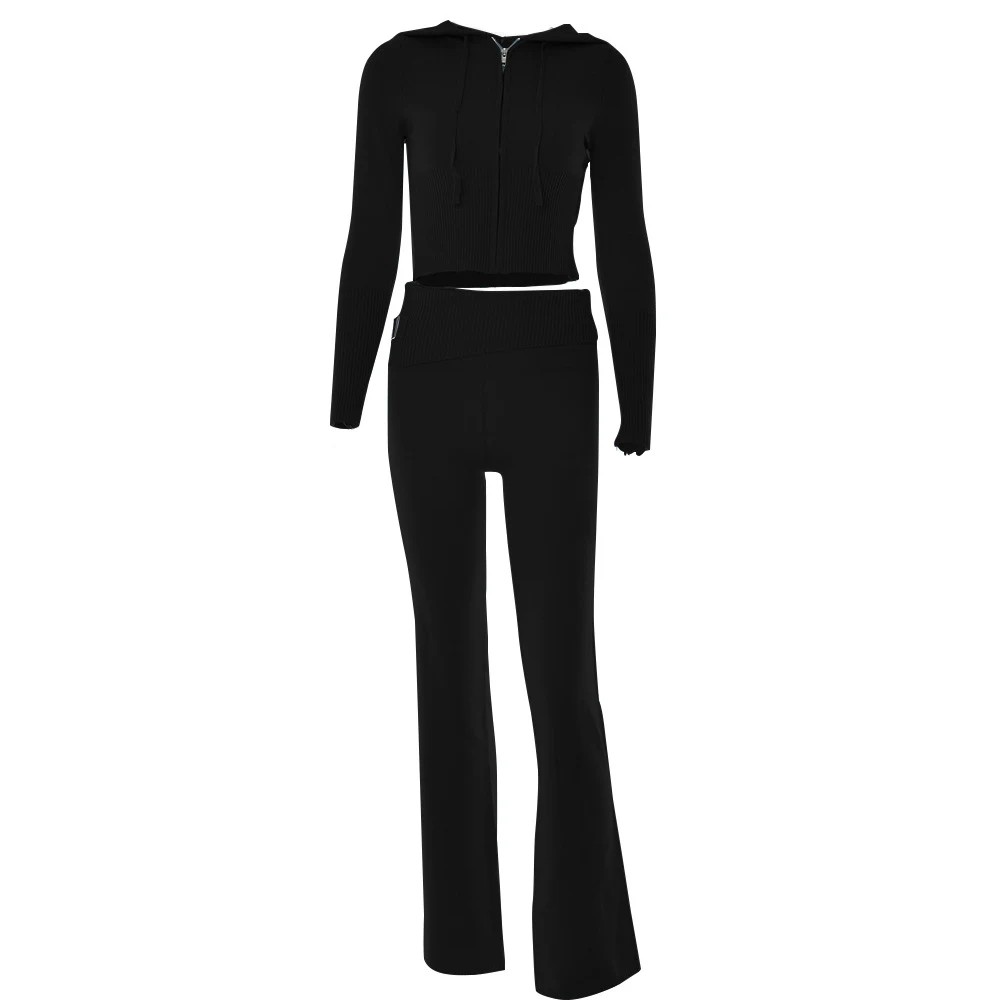 Conjunto feminino de duas peças, moda com cintura alta, calças compridas e mangas longas, ideal para um visual elegante e moderno. — foto 4
