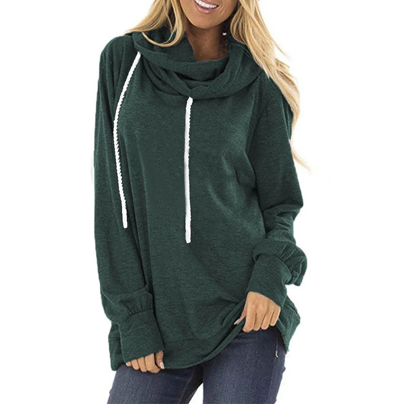 Blusa de moletom feminina com capuz e cordão, solta, casual, manga longa, ideal para conforto e um visual despojado, perfeita para diversas ocasiões. — foto 4
