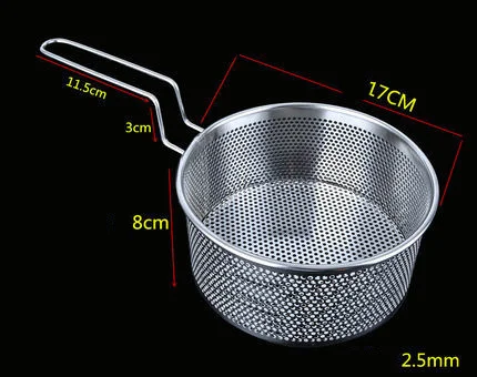 Stainless Steel Fryer Frying Basket with Punching Design, Colander, and Spoon. Enjoy crispy food and easy serving. — photo 2