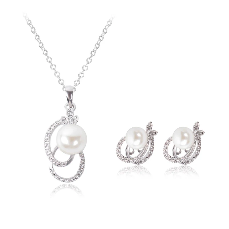 Conjunto de joias para noiva, colar e brincos de pérolas e diamantes, perfeito para casamentos e eventos especiais, um luxo. — foto 2