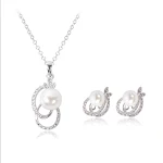 Conjunto de joias para noiva, colar e brincos de pérolas e diamantes, perfeito para casamentos e eventos especiais, um luxo. — foto 2