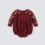 Roupa de bebê de lã bordada, manga longa com fechamento envolvente, oferece conforto e aquecimento, ideal para recém-nascidos. — foto 10