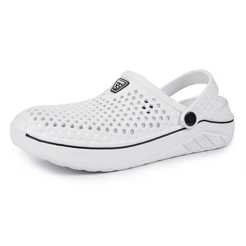 Summer Wading Shoes for Lovers Breathable Semi-Support Baotou Hole Shoes Beach Shoes White Slippers for Comfort and Fun. — photo 1