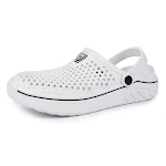 Summer Wading Shoes for Lovers Breathable Semi-Support Baotou Hole Shoes Beach Shoes White Slippers for Comfort and Fun. — photo 1