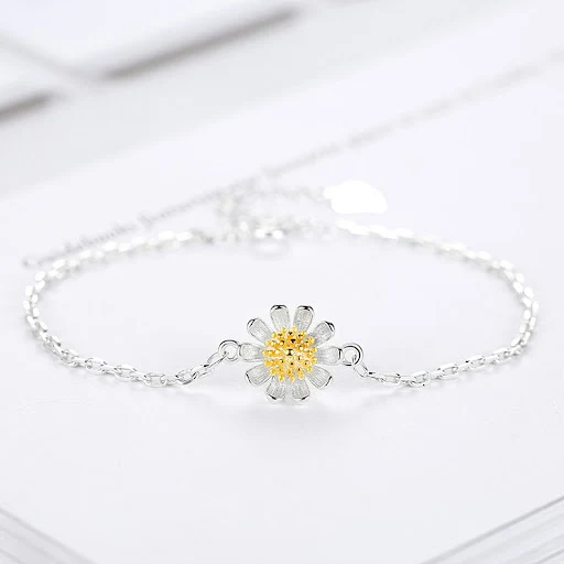 Title 3, Pulseira feminina simples com girassol e margar...
