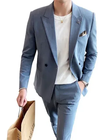 Terno Jaqueta Coreano Slim-fit para Negócios Moderno e Elegante Corte ajustado, estilo coreano e design moderno. Ideal para o ambiente profissional com sofisticação.