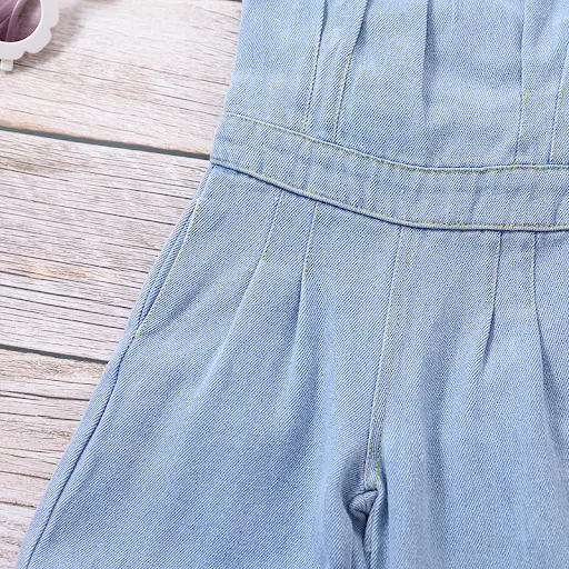 Title 3, Macacão jeans com cavas vazadas para meninas, p...