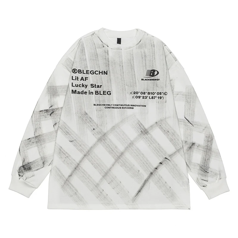 Retro Hand-painted Tie-dyed Long-sleeved T-shirt For Men. Experience unique style, lasting comfort, and artistic design. — photo 5