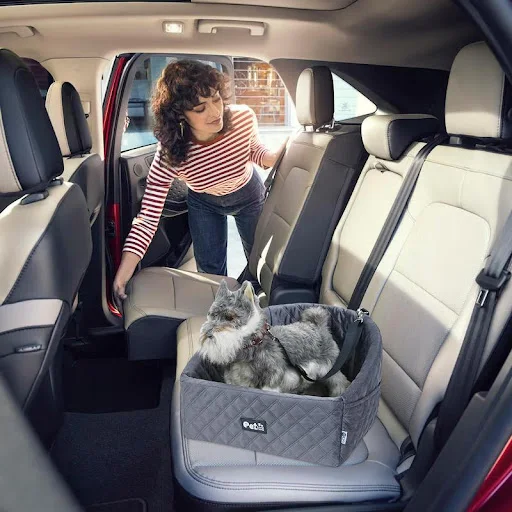 Booster Seat For Dogs Adjustable Strap Travel Safety Pet Car Seat Dog Car Carrier With Washable Removable Cover & Storag — photo 4