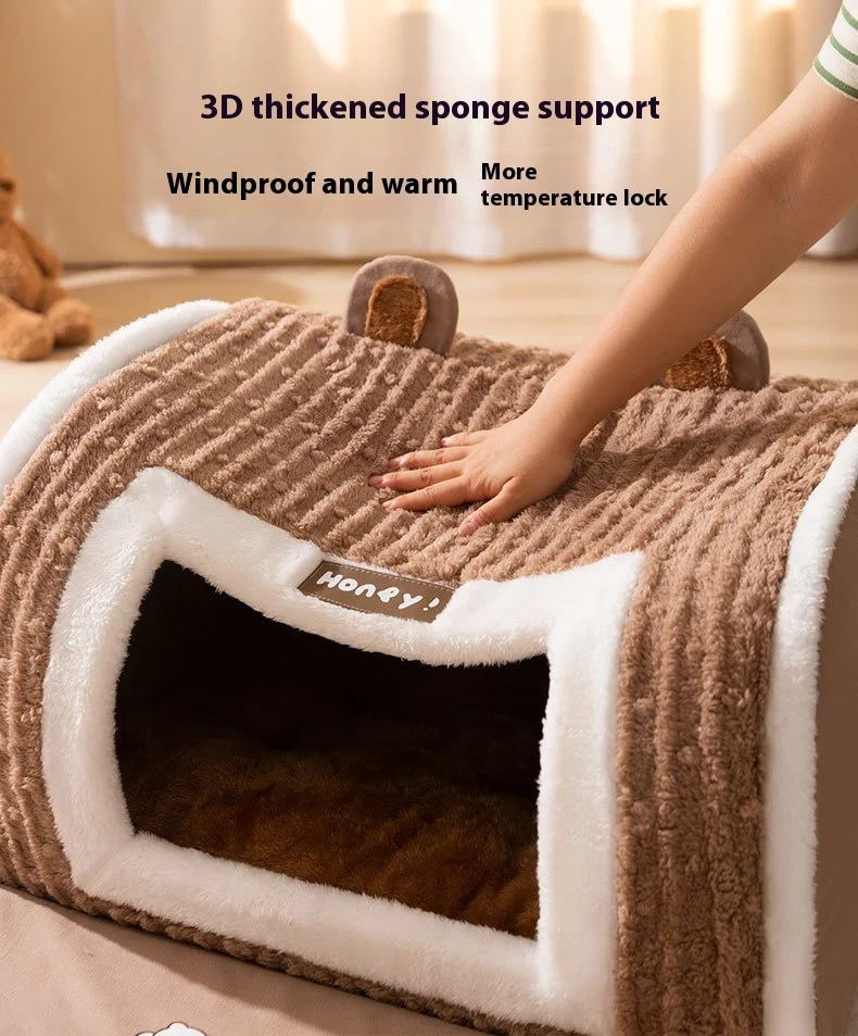 Title 6, Autumn and Winter Small Dog Bed with Three-dime...
