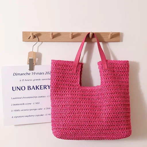 Title 2, New One-shoulder Straw Simple Large Capacity Be...