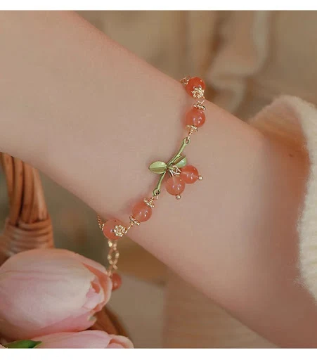 Title 6, Pulseira estilo Mori com cerejas, design antigo...
