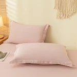 Pares de fronhas modernas e minimalistas em algodão lavado de cor sólida, para um quarto elegante e confortável. — foto 19