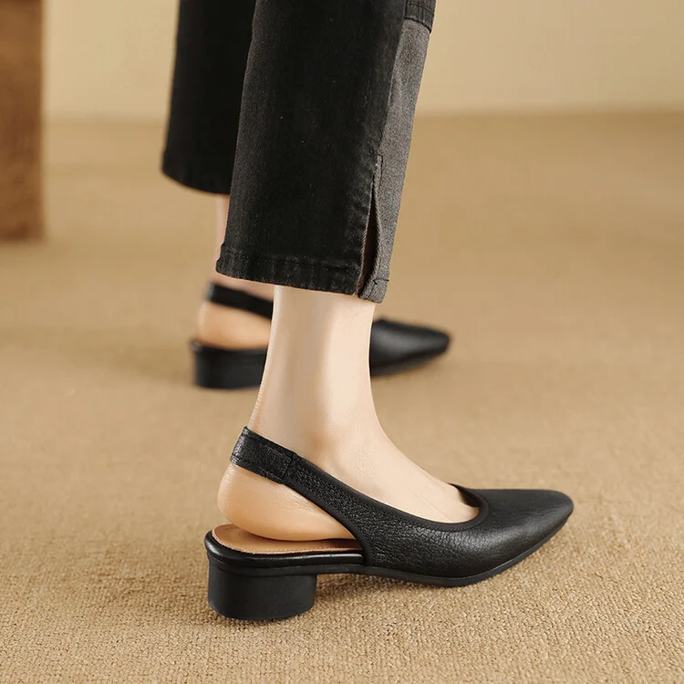 Title 12, Womens Pointed Sheepskin Simple Retro Low Heel...
