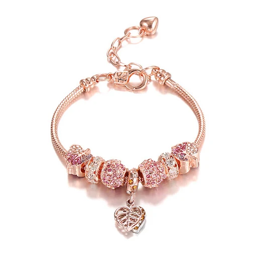 Title 4, Bracciale da donna in oro rosa con foglie caden...