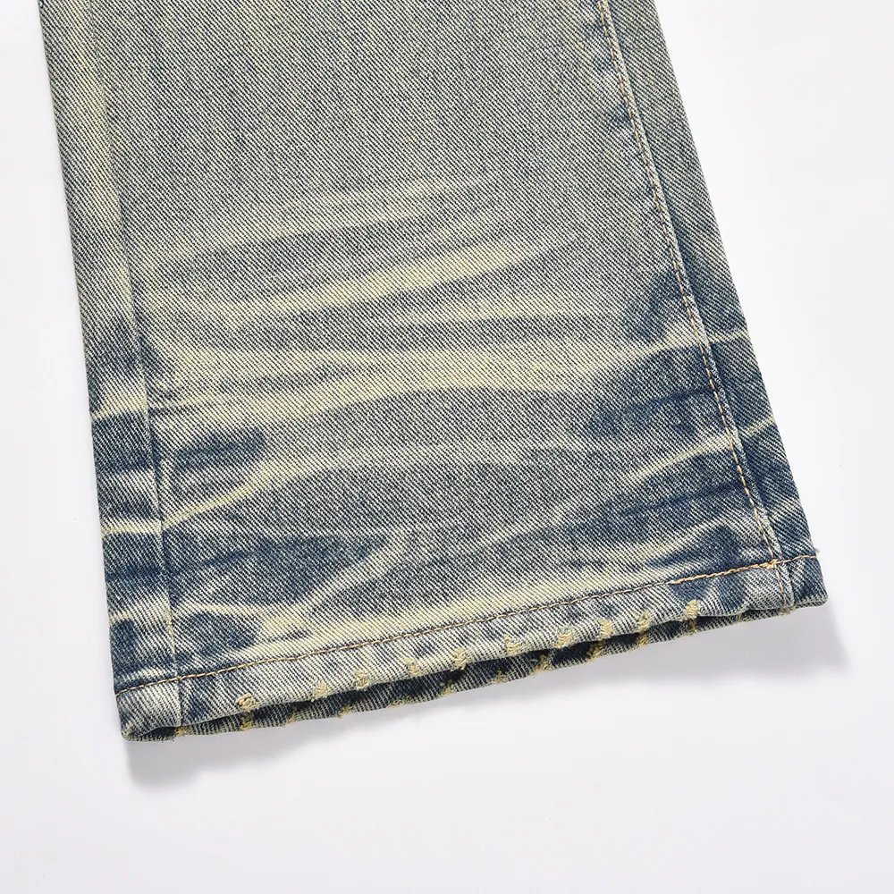 Men's Distressed Scratches Denim Straight-leg Pants. Comfortable, stylish jeans with a vintage look and feel. Perfect fo — photo 19