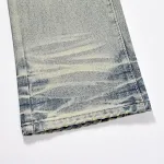 Men's Distressed Scratches Denim Straight-leg Pants. Comfortable, stylish jeans with a vintage look and feel. Perfect fo — photo 19
