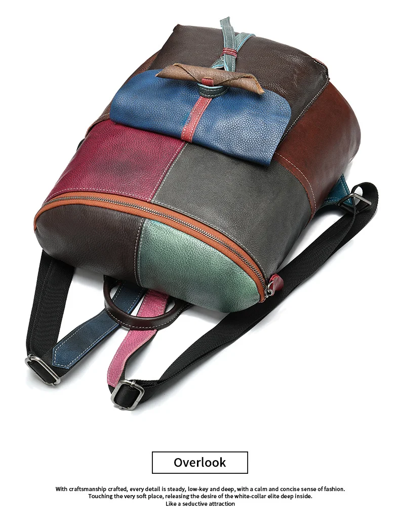 Title 6, Mochila feminina de couro, primeira camada. Des...