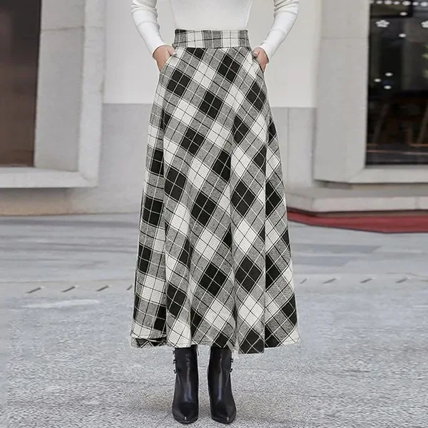 Title 3, Fall Ladies High Waist Plaid Party Casual Skirt...