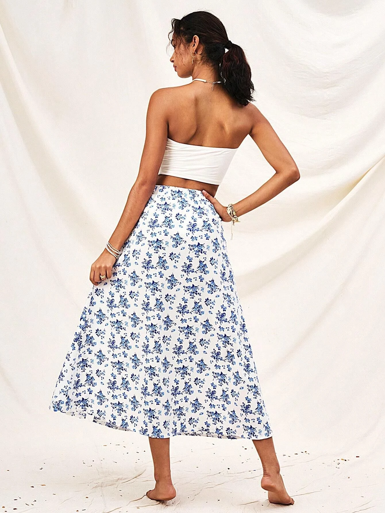 Title 4, Womens Fashion Loose Split Floral Skirt, perfe...